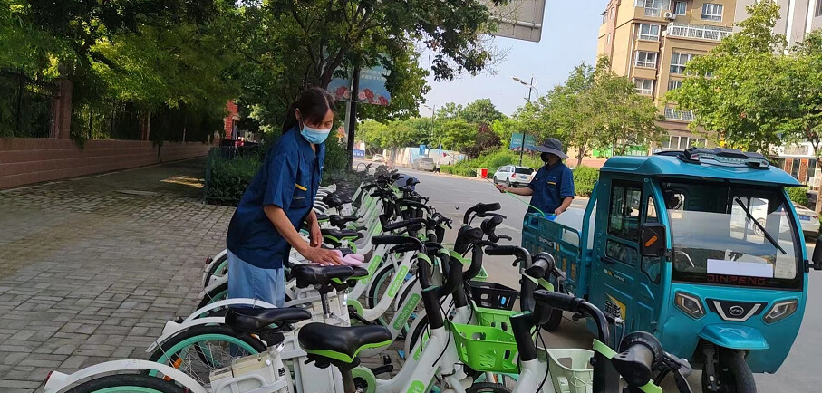 共享助力車每兩小時消殺一次，守護市民出行安全